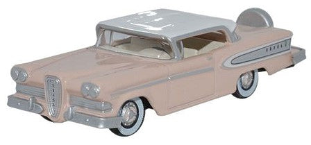 Oxford Diecast 87ED58003 HO Scale 1958 Ford Edsel Citation - Assembled -- Chalk Pink, Frost White