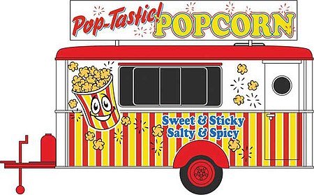 Oxford Diecast 87TR016 HO Scale Concession Trailer - Assembled -- Popcorn