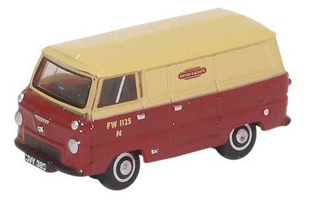 Oxford Diecast NFDE001 N Scale Ford 400E Cargo Van - Assembled -- British Rail (red, yellow)