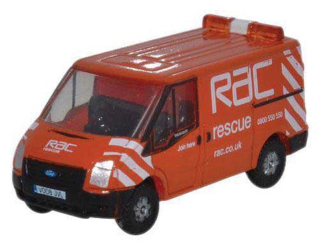 Oxford Diecast NFT003 N Scale Ford Transit Van with Short Wheelbase & Low Roof - Assembled -- RAC Rescue (orange, white)
