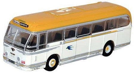 Oxford Diecast NLRT003 N Scale Leyland Royal Tiger Bus - Assembled -- W Alexander (white, yellow)
