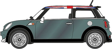 Oxford Diecast NNMN005 N Scale 2000s Austin Mini - Assembled -- British Racing Green, Union Jack on Roof