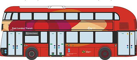 Oxford Diecast NNR008 N Scale 2013 New Routemaster Bus - Assembled -- East London Transit