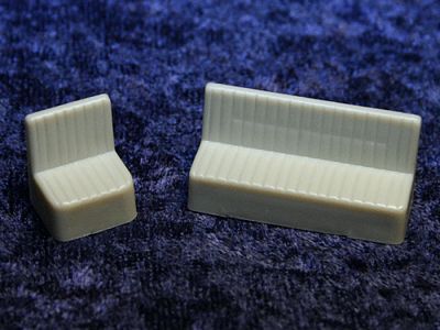 Palace Car Co 5040 S Scale Men's Room Sofa & Seat pkg(2) -- For Men's Room fo Pullman Sleeper