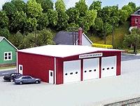 Pikestuff 192 HO Scale Fire Station -- Kit - Red 7 x 5-1/2" 17.5 x 14cm