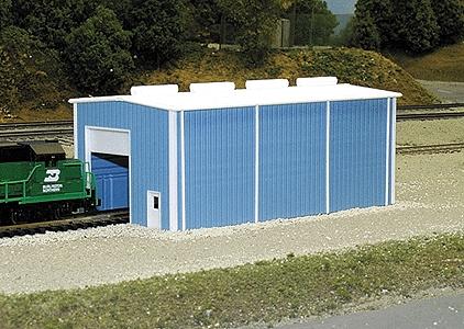 Pikestuff 8002 N Scale Small Engine House -- Scale 30 x 60' 9.1 x 18.3m (blue)