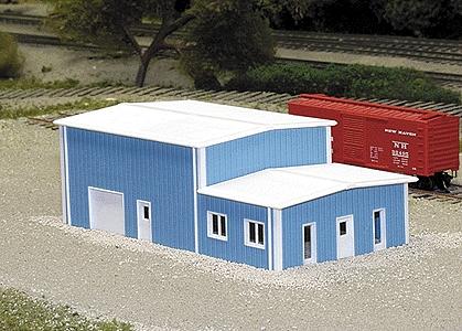 Pikestuff 8017 N Scale Office & Warehouse -- 30 x 60' (blue)