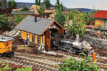 Pola 330851 G Scale Silverton Wood Engine Shed -- Kit - 19-5/16 x 12-5/8 x 12-5/8" 49 x 32 x 32cm Door Height: 7-1/2" 39.5