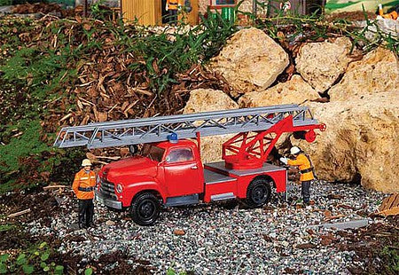 Pola 331614 G Scale Opel Blitz Fire Ladder Truck - Assembled -- Red, Silver