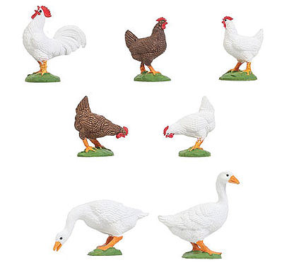 Pola 331896 G Scale Chickens & Geese -- 5 Chickens & 2 Geese