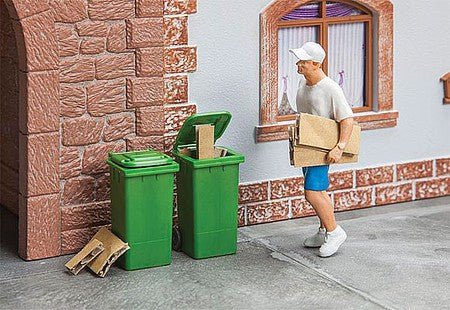 Pola 333224 G Scale Garbage Cans - Carts -- Green pkg(2)