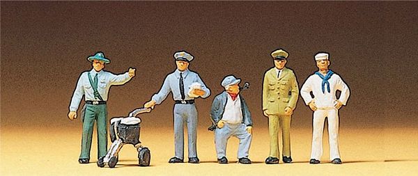 Preiser 10014 HO Scale Working People -- Different Professions pkg(5)