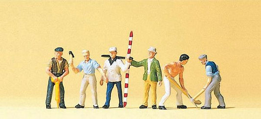 Preiser 10030 HO Scale Working People -- Road Construction Workers pkg(6)