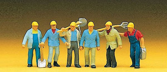 Preiser 10033 HO Scale Working People -- Track Gang with Tools pkg(6)