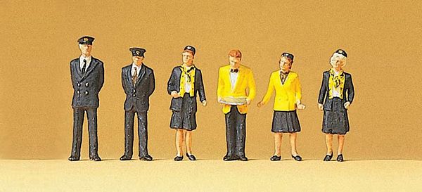 Preiser 10375 HO Scale Railway Personnel -- Wearing Black & Yellow Uniforms pkg(6)