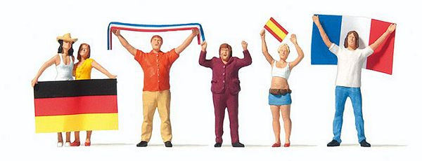 Preiser 10745 HO Scale Soccer Fans -- pkg(6)