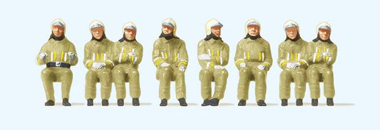 Preiser 10769 HO Scale Seated Modern Firemen -- Beige Uniforms pkg(8)