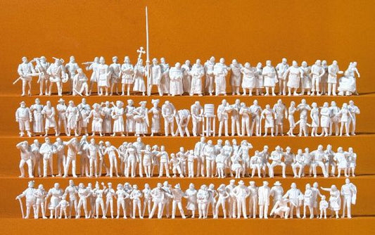 Preiser 16359 HO Scale Medieval Festival Unpainted Figure Set -- pkg(125)