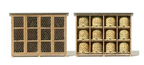 Preiser 17606 HO Scale Rabbit Hutch and Beehive Shelter Set - Kit