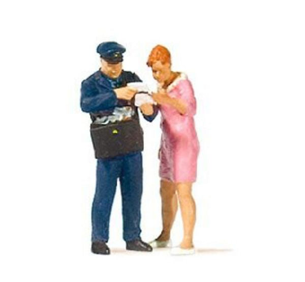 Preiser 28204 HO Scale Postal Delivery -- Postman & Lady