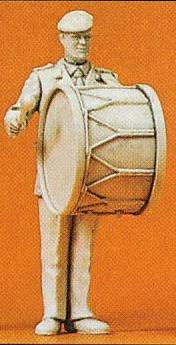 Preiser 64355 12785 Scale Military - Modern German Army (BW) - Unpainted Band Figure (Plastic Kit) -- Male Bass Drummer
