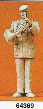 Preiser 64369 12785 Scale Military - Modern German Army (BW) - Unpainted Band Figure (Plastic Kit) -- Male French Horn Player