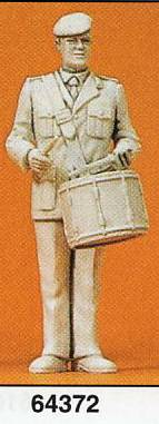 Preiser 64372 12785 Scale Military - Modern German Army (BW) - Unpainted Band Figure (Plastic Kit) -- Male Drummer