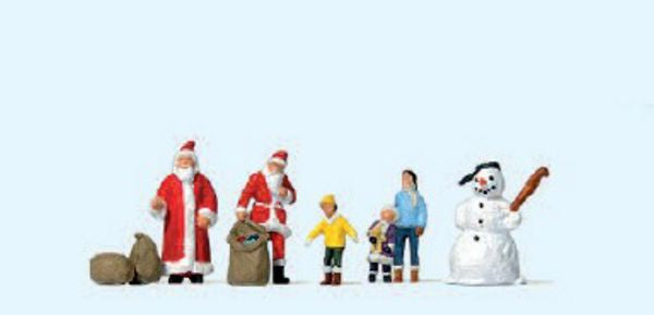 Preiser 79226 N Scale Christmas Figures -- 2 Santas, Children, Snowman