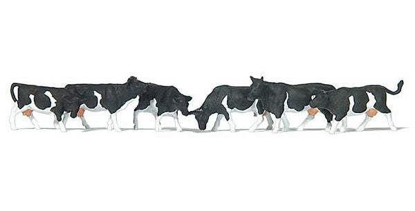 Preiser 79228 N Scale Black & White Cows -- pkg(6)