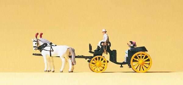 Preiser 79481 N Scale Horse-Drawn Wagon -- Open Carriage - Black