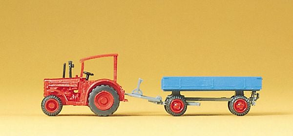 Preiser 79502 N Scale Farm Machinery -- Hanomag Tractor w/Wagon