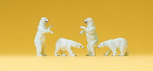 Preiser 79716 N Scale Animals -- Polar Bears pkg(4)