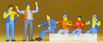 Preiser 10038 HO Truck Drivers Sitting (4) & Standing (2)