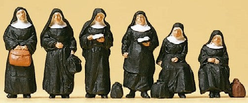 Preiser 10402 HO Nuns w/Luggage Standing & Sitting (6)