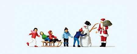Preiser 10626 HO Santa, Snowman & Children (5)
