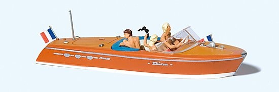 Preiser 10689 HO Riva Ariston Motorboat #2 w/3 Figures Sitting