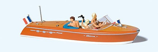 Preiser 10689 HO Riva Ariston Motorboat #2 w/3 Figures Sitting