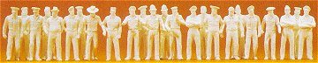 Preiser 16345 HO Unpainted Uniformed Male Figures (24) (Kit)