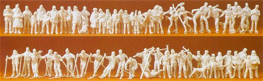Preiser 16347 HO Unpainted People in Winter Dress (65) (Kit)