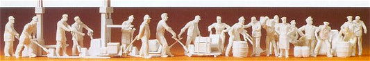Preiser 16348 HO Unpainted Industrial Workers w/Pallet Jackets (21) (Kit)