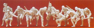 Preiser 16528 HO Unpainted German Reich Infantry Riflemen (12) (Kit)