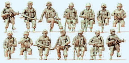 Preiser 16564 HO Unpainted Modern US Army Soldiers Sitting (14) (Kit)