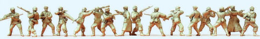 Preiser 16605 HO Unpainted Russian & German Reich Soldiers Close Combat Winter Dress 1943-45 (16) (Kit)