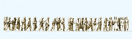 Preiser 16609 HO Unpainted German Reich Infantry Winter Dress Walking (26) 1944-45 (Kit)