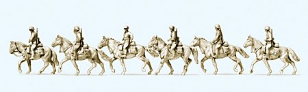 Preiser 16617 HO Unpainted German Reich Mounted Cavalry 1942-45 (6 w/Horses) (Kit)