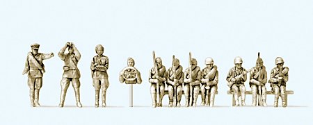 Preiser 16621 HO Unpainted Soviet Infantry Riflemen Seated 1943-45 (11) (Kit)
