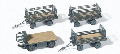 Preiser 17126 HO Railway Cargo Vehicle w/3 Trailers (Kit)