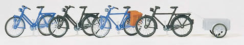 Preiser 17161 HO Bicycles (4) w/Trailer (Kit)