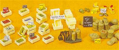 Preiser 17501 HO Fruit & Vegetable Boxes & Sacks Assortment w/Scale (Kit)