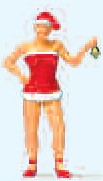 Preiser 29088 HO Female in Christmas Dress & Santa's Hat Ringing Bell